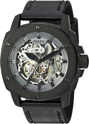 Watch, Color:Black (Model: flicker ME3134) Fossil Men's Automatic Stainless Steel and Leather Casual 