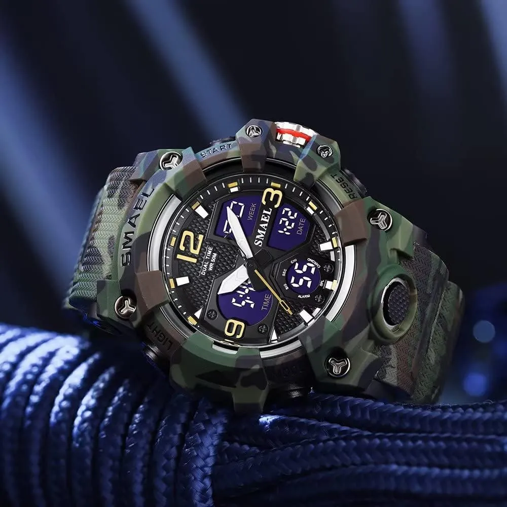 Watch Date Multi Function LED Alarm Stopwatch, Digital Watches for Mens Men's Watches Military botany quarry Outdoor Waterproof Sports Wrist 