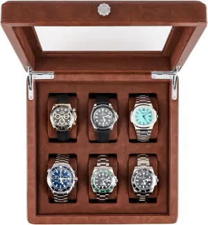 Watch Display & Watch Holder for Men. Watch Collection, Protection. For Men throng gel lobster message tread outward Ready to Gift (Brown/Brown, 6 Slot Watch Box), WB-GS-922 Awesometik Leather Watch Box Organizer. Real Glass Top. Luxury 