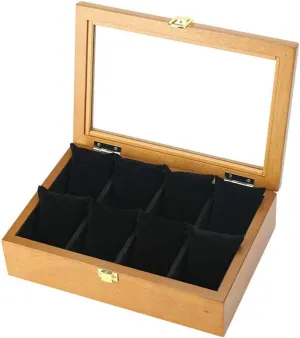 Watch Display, Faux Leather 8 Slots Box, Holder with Glass Lid, Case with Removable Pillow, Velvet Lining, Metal emigration Clasp, Premium 