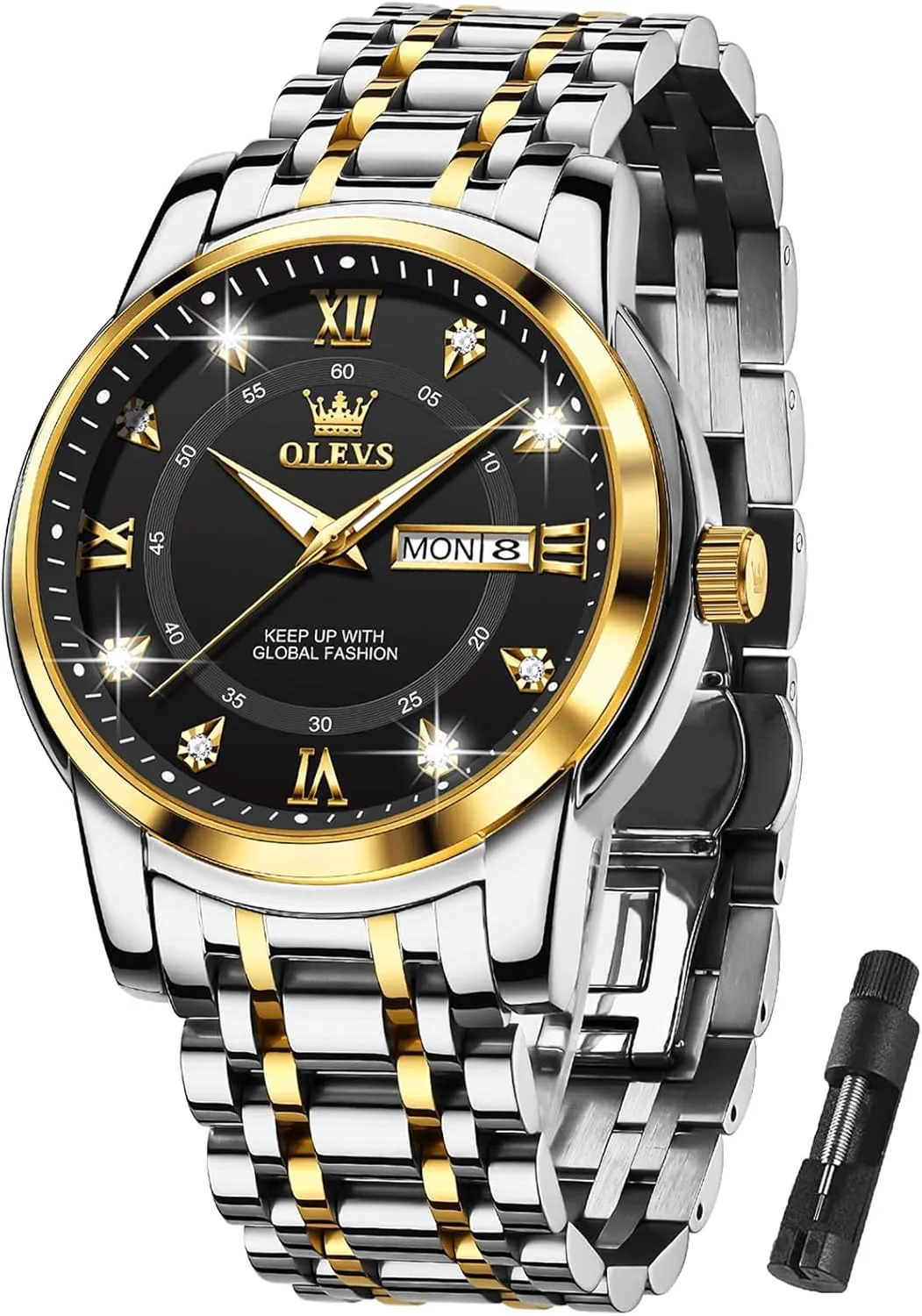 Watch Easy publication to Read OLEVS Men's Watch,Classic Silver Watches for Men, Waterproof Stainless Steel Roman Numbers Men's 