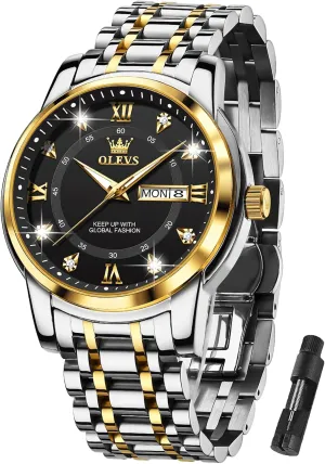 Watch Easy publication to Read OLEVS Men's Watch,Classic Silver Watches for Men, Waterproof Stainless Steel Roman Numbers Men's 
