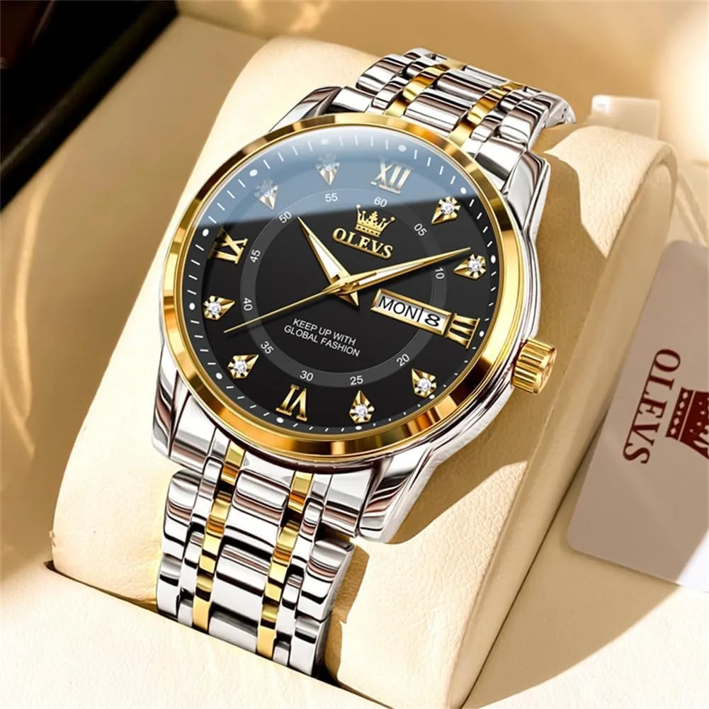 Watch Easy publication to Read OLEVS Men's Watch,Classic Silver Watches for Men, Waterproof Stainless Steel Roman Numbers Men's 