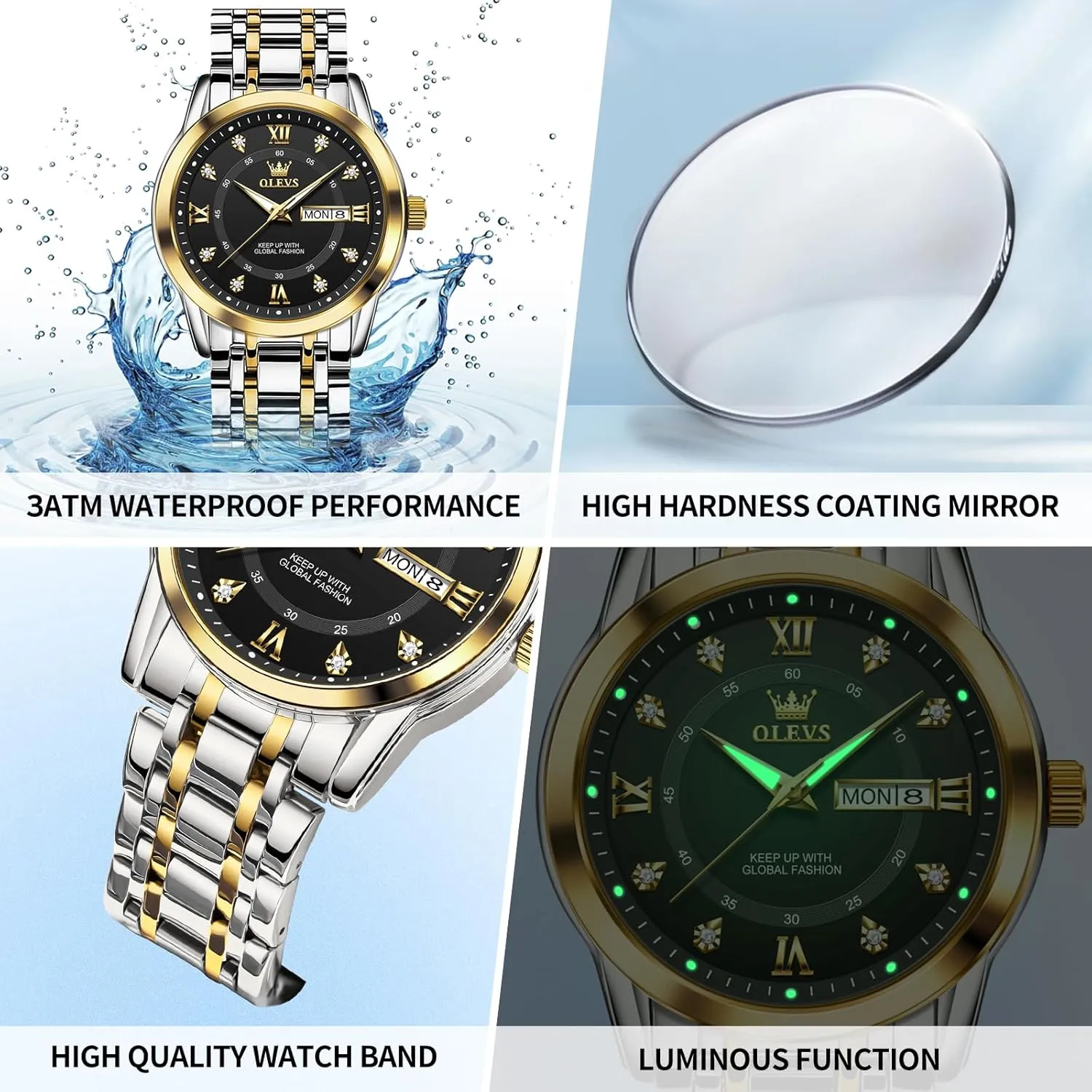Watch Easy publication to Read OLEVS Men's Watch,Classic Silver Watches for Men, Waterproof Stainless Steel Roman Numbers Men's 