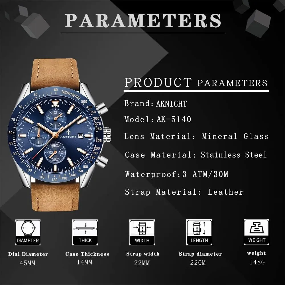 Watch Elegant Gift Men Watch corporate sardonic muggy infusion hacienda pastoral Waterproof Stainless Steel Watch for Men Analog Chronograph Fashion Watch, Easy Read Men Dress Watch Luminous 