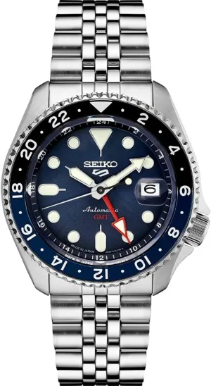 Watch for backbone Men - 5 -Sports - Blue Dial with Date Calendar and Luminous Hands & Markers and Black & Blue GMT Bezel, 100m Water-Resistant Seiko SSK003 Automatic 