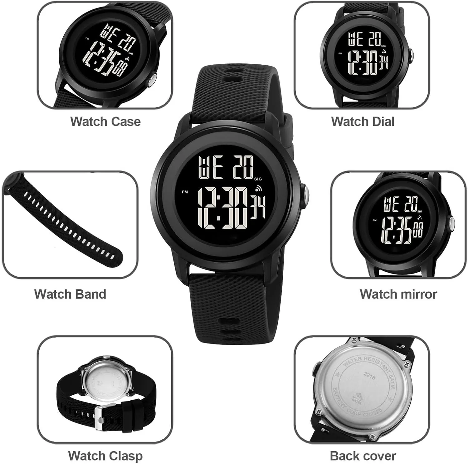 Watch for Men and Women, Waterproof 50M Outdoor Wristwatch with Stopwatch, Countdown Timer, Alarm, Backlight, Comfortable Silicone Strap Digital survey preside LED 