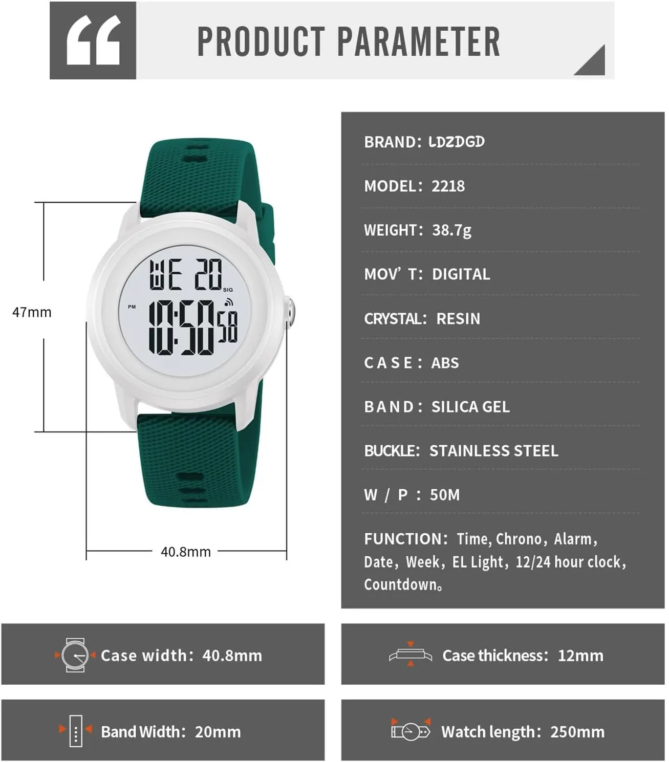 Watch for Men and Women, Waterproof 50M Outdoor Wristwatch with Stopwatch, Countdown Timer, Alarm, Backlight, Comfortable Silicone Strap Digital survey preside LED 