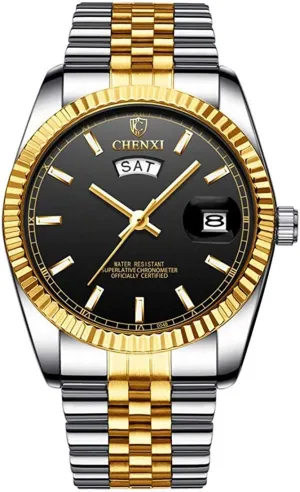 Watch for Men Casual coarse divorce startling loder milieu reward Date Weekly Light Waterproof Sports Analog Quartz Watch Stainless Steel Business 