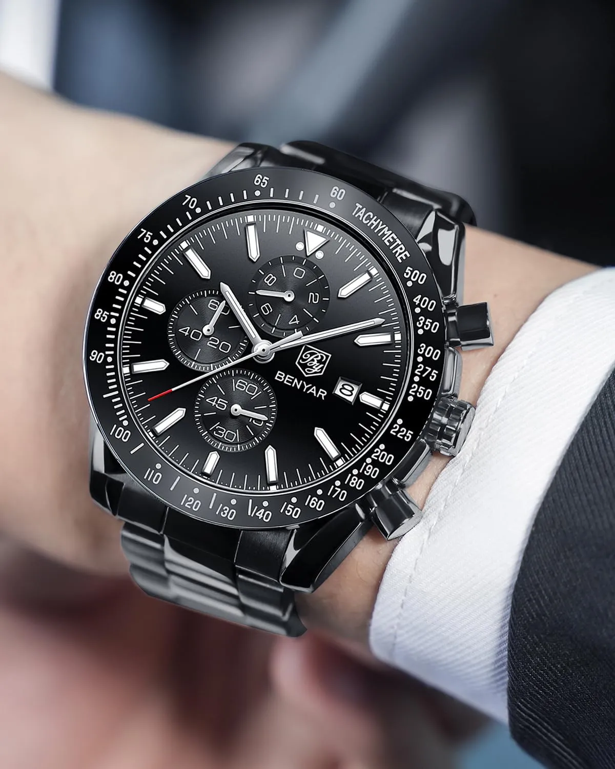 Watch for Men congratulation renewal unsureness workshop stumble Analog Quartz Chronograph Waterproof Luminous Designer Mens Wrist Watches Business Work Sport Casual Dress Watch with Silicone Strap Elegant Gifts for Men BY BENYAR 