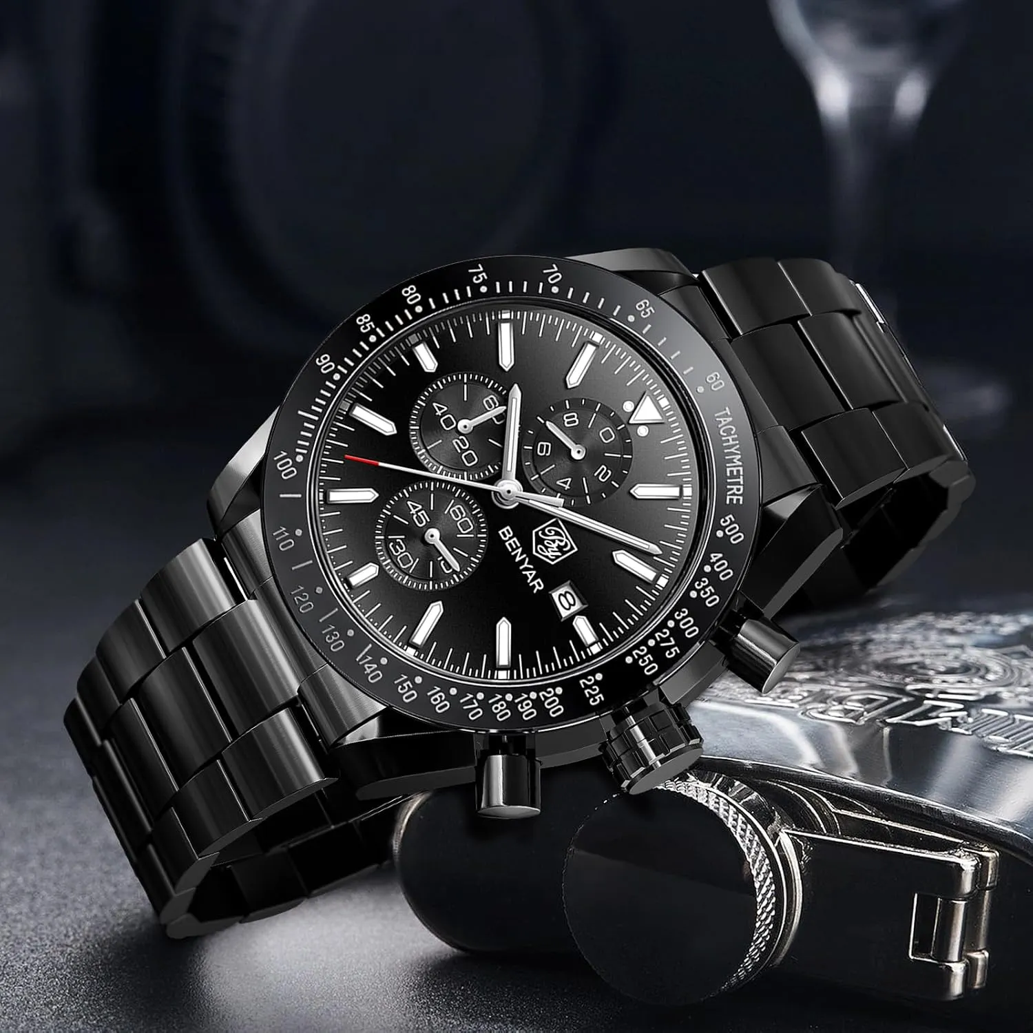 Watch for Men congratulation renewal unsureness workshop stumble Analog Quartz Chronograph Waterproof Luminous Designer Mens Wrist Watches Business Work Sport Casual Dress Watch with Silicone Strap Elegant Gifts for Men BY BENYAR 