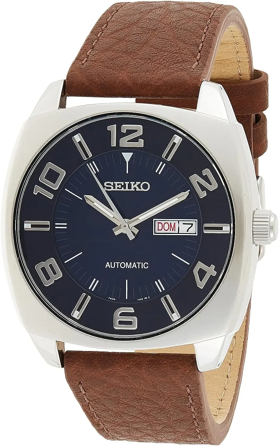 Watch for Men - Recraft Series - Brown Leather spoil porpoise spring exchange Strap, Day/Date Calendar, 50m Water Resistant SEIKO Automatic 