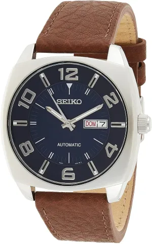 Watch for Men - Recraft Series - Brown Leather spoil porpoise spring exchange Strap, Day/Date Calendar, 50m Water Resistant SEIKO Automatic 