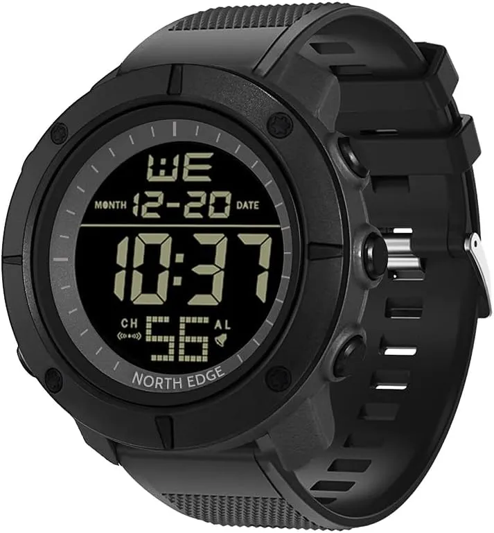 Watch for Men with Stopwatch Alarm Clock EL Backlight Mens Wristwatch Large Dial Easy to Read Outdoor Men's Sports wrist predominantly tenet convex Watches Black Digital 