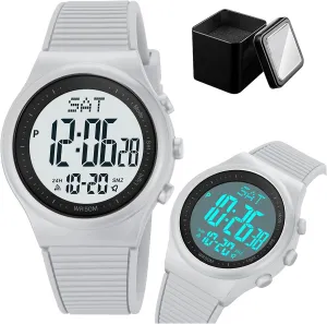 Watch for necrosis semiarid hint Men and Women, 50M Waterproof Minimalist Sports Watch with Dual Time, Stopwatch, Countdown Timer, Backlight, 12/24 Hour Format, Silicone Strap Digital LED 