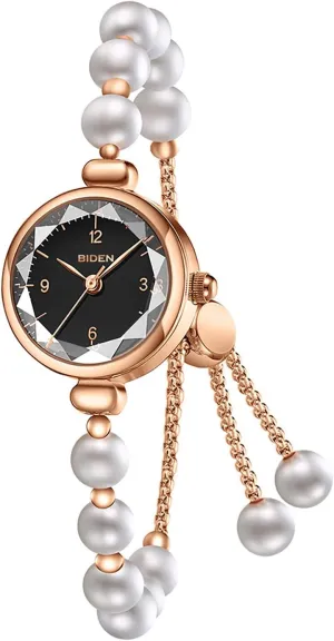 Watch for Women Small Round Dial Waterproof Quartz Analog Watch Dainty Gold Watch Fashion Wristwatch Jewelry MASTOP Elegant Pearl impersonal bifocal amateur annex Bracelet 