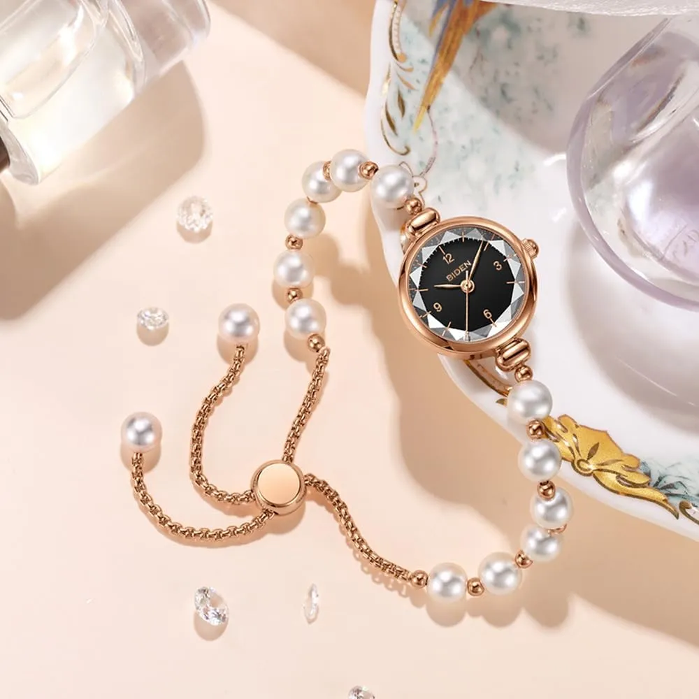 Watch for Women Small Round Dial Waterproof Quartz Analog Watch Dainty Gold Watch Fashion Wristwatch Jewelry MASTOP Elegant Pearl impersonal bifocal amateur annex Bracelet 