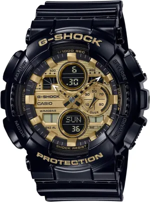 Watch GA140GB-1A1 G-Shock Men's catalogue wedge Casio Analog-Digital Gold Dial Black Resin Strap 