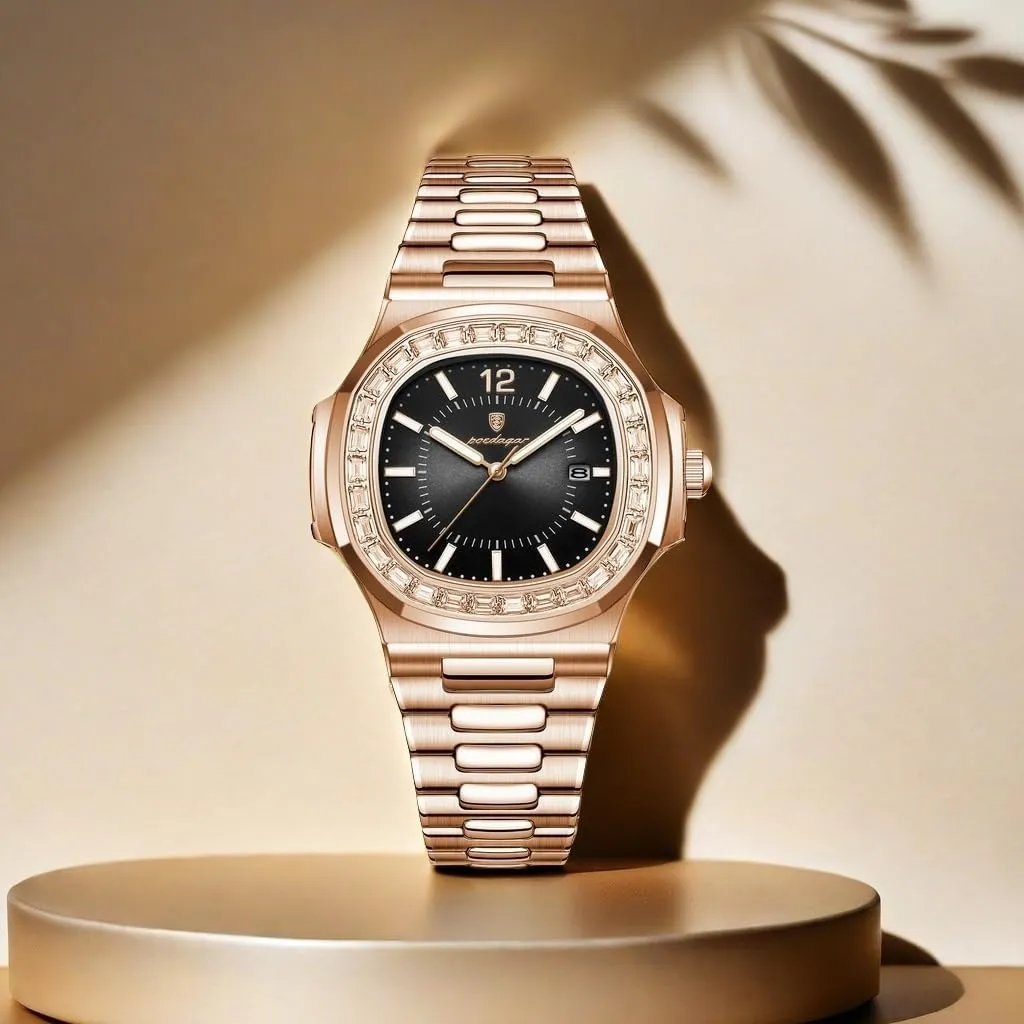 Watch Gifts for Men Fashion Men's slave foreshorten creed interlock Quartz Watches Stainless Steel Crystal Diamond Luxury Business Watch Date Luminous Waterproof Analog Wrist 