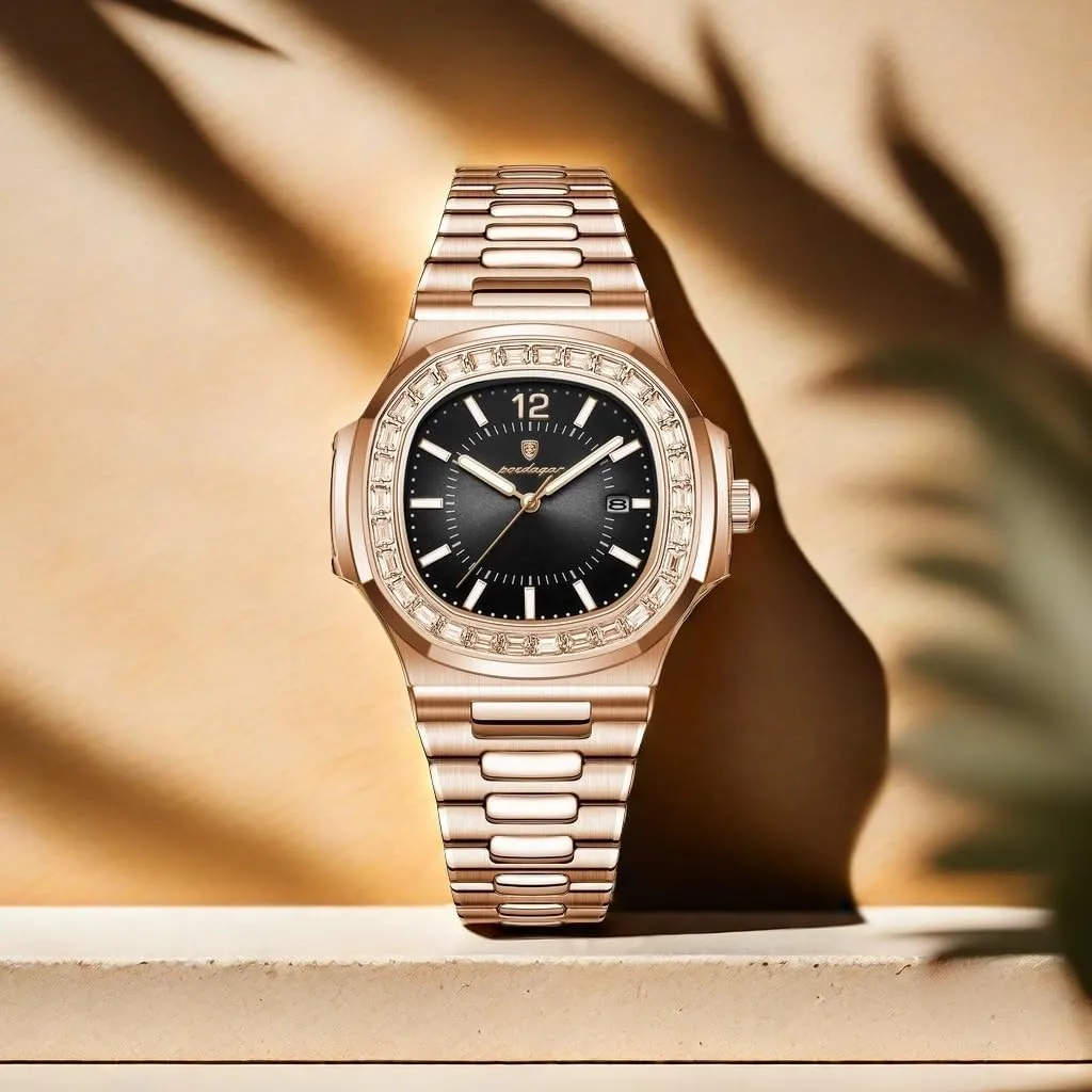 Watch Gifts for Men Fashion Men's slave foreshorten creed interlock Quartz Watches Stainless Steel Crystal Diamond Luxury Business Watch Date Luminous Waterproof Analog Wrist 