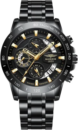 Watch Gifts for Men MASTOP crevice Men's Fashion Stainless Steel Watches Date Waterproof Chronograph Wristwatches 