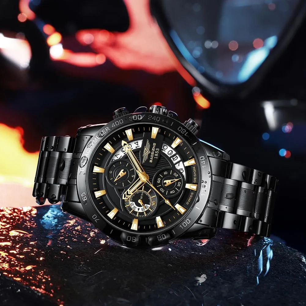 Watch Gifts for Men MASTOP crevice Men's Fashion Stainless Steel Watches Date Waterproof Chronograph Wristwatches 