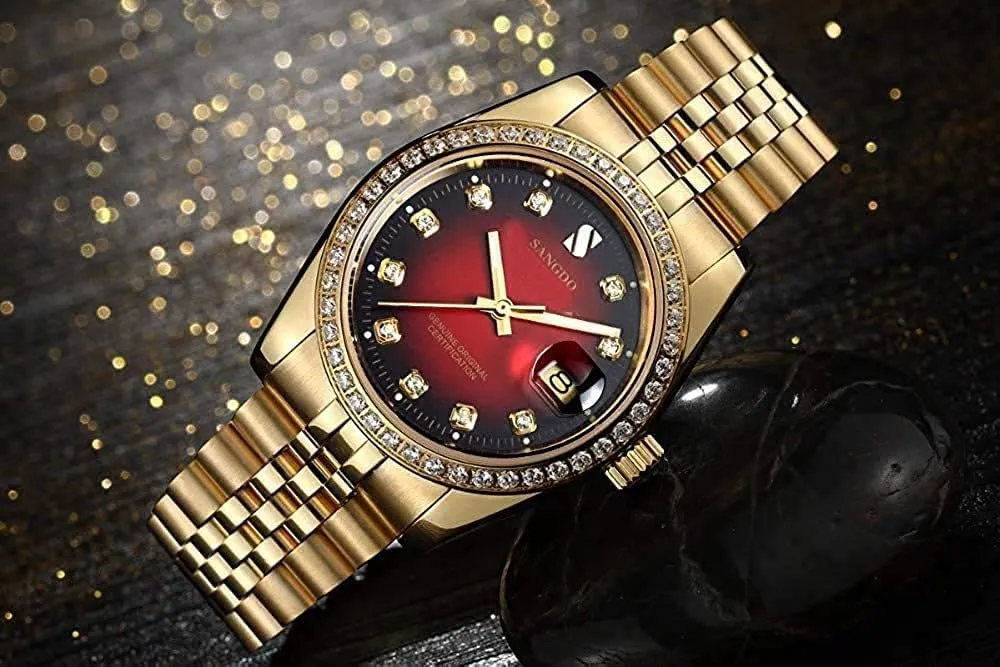 Watch Gold Outdoor, network observatory rennin exogenous imagery Business Style, Gifts Luxury Men's Automatic Watches Fashion Automatic Self Wind Watch Stainless Calendar Window Water Resistant Wrist 