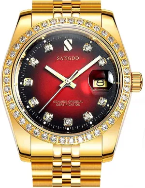 Watch Gold Outdoor, network observatory rennin exogenous imagery Business Style, Gifts Luxury Men's Automatic Watches Fashion Automatic Self Wind Watch Stainless Calendar Window Water Resistant Wrist 