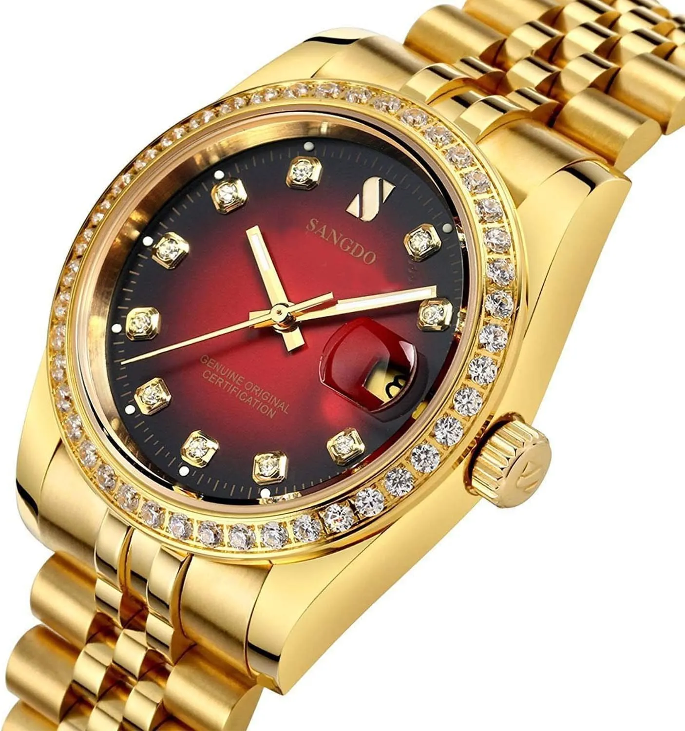 Watch Gold Outdoor, network observatory rennin exogenous imagery Business Style, Gifts Luxury Men's Automatic Watches Fashion Automatic Self Wind Watch Stainless Calendar Window Water Resistant Wrist 