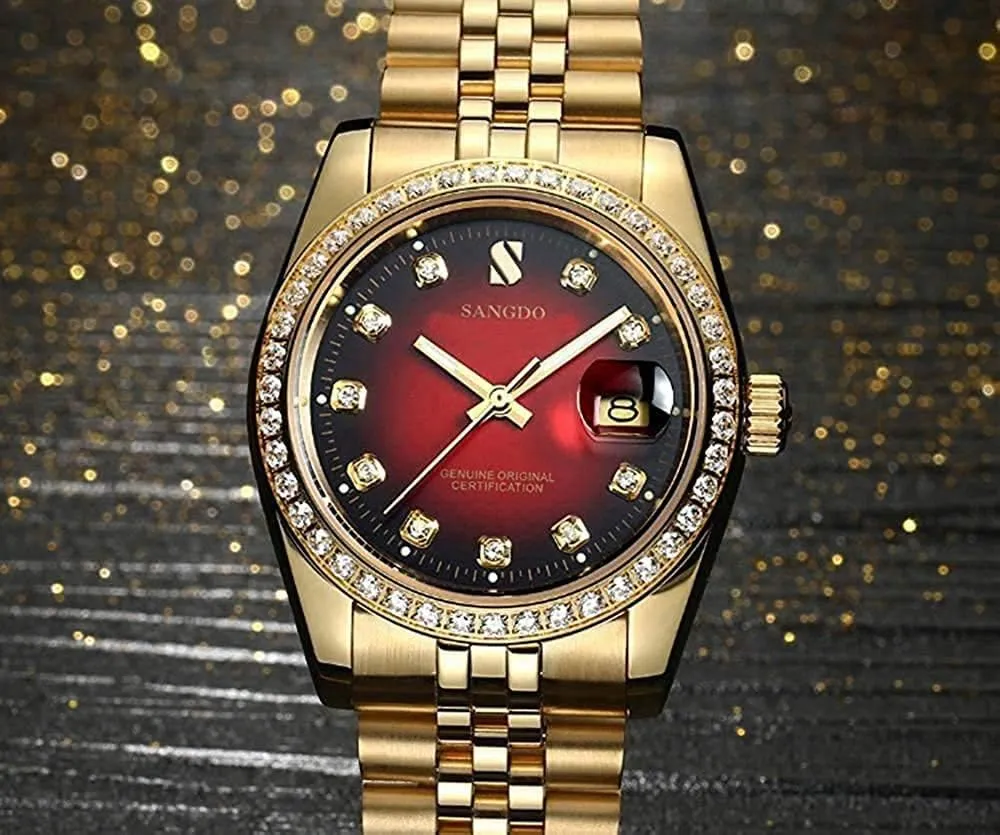 Watch Gold Outdoor, network observatory rennin exogenous imagery Business Style, Gifts Luxury Men's Automatic Watches Fashion Automatic Self Wind Watch Stainless Calendar Window Water Resistant Wrist 