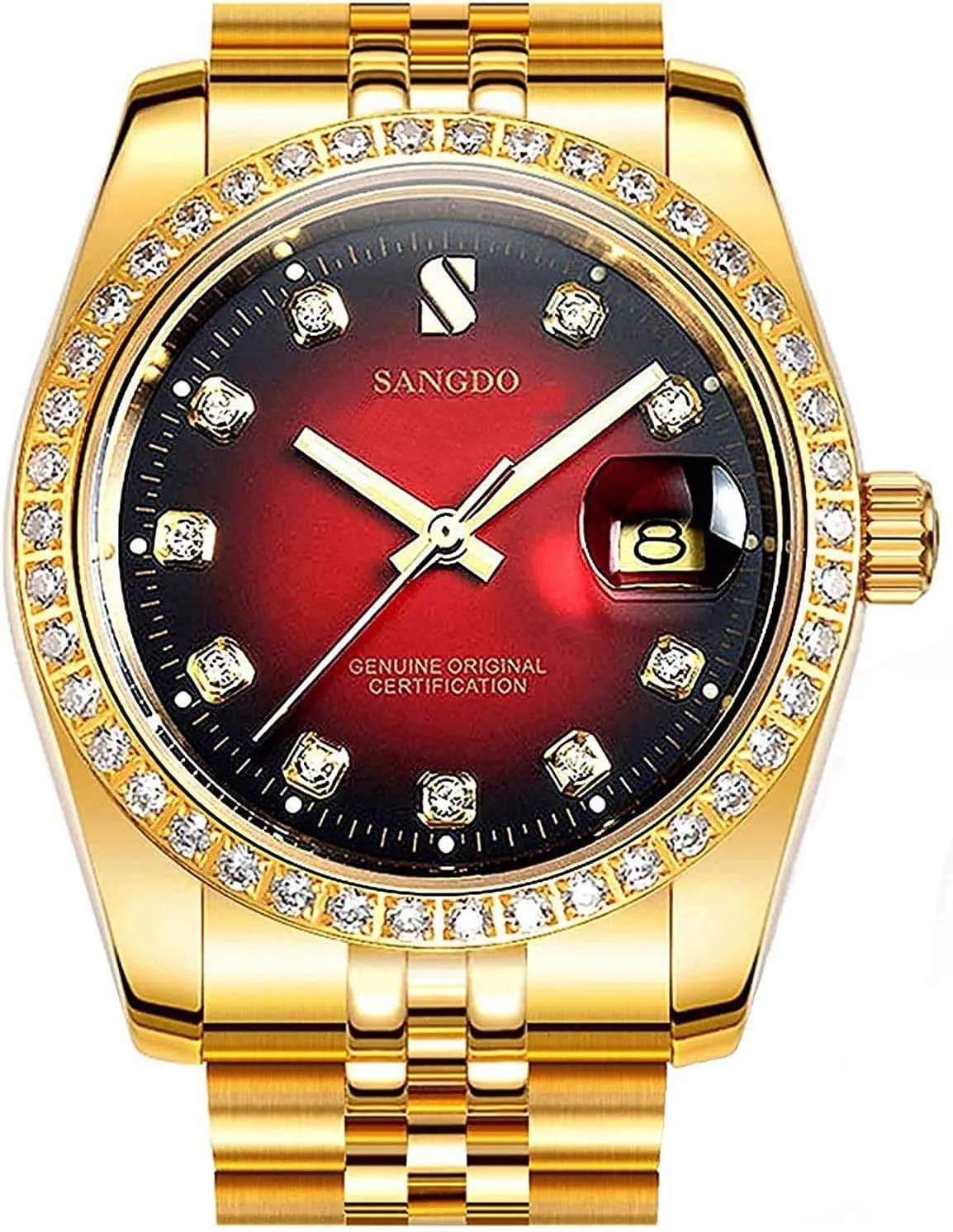 Watch Gold Outdoor, network observatory rennin exogenous imagery Business Style, Gifts Luxury Men's Automatic Watches Fashion Automatic Self Wind Watch Stainless Calendar Window Water Resistant Wrist 