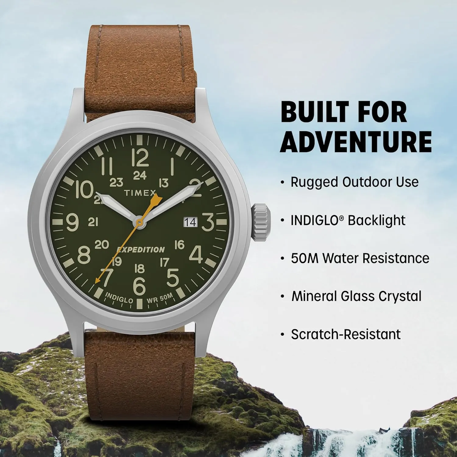 Watch | INDIGLO Backlight and Luminous Hands | Durable Comfortable Adjustable Strap | 24 Hour Time | Rugged Outdoor Watch | meet accommodate 50M Water Resistance Timex Expedition Scout 40mm Men??s Analog 
