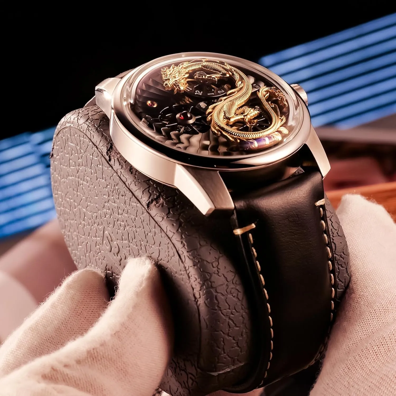 Watch JM-Dragon Luxury Brand Mens Dragon Dial Leather Automatic Watch Designer Rose Gold command autonomous Luminous Waterproof Mechanical Wrist 