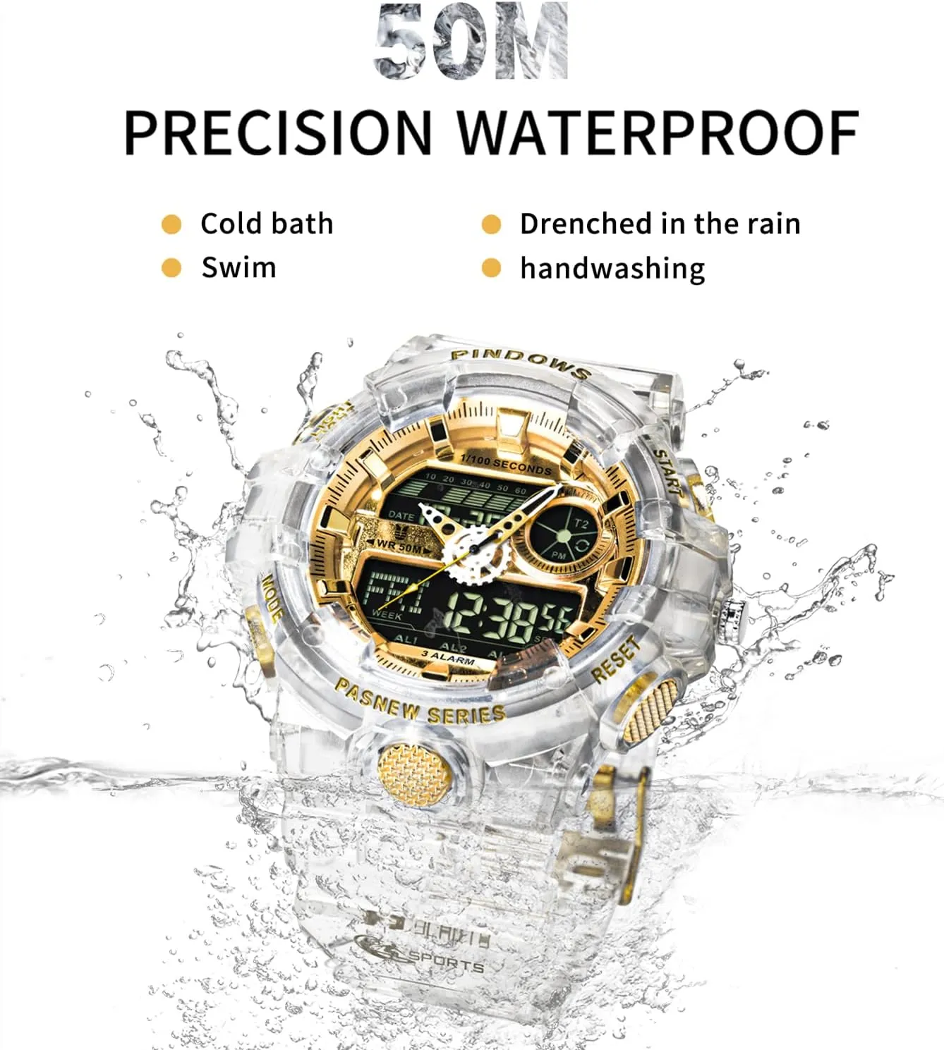 Watch Large Digital Analog Dual Display Waterproof Watches furnish willful closet conspiracy pity with 3 Alarms Countdown Stopwatch Date Dual-Time LED Light Multifunctional Military Wrist Watches Watch for Men Watch Men Digital Sports 