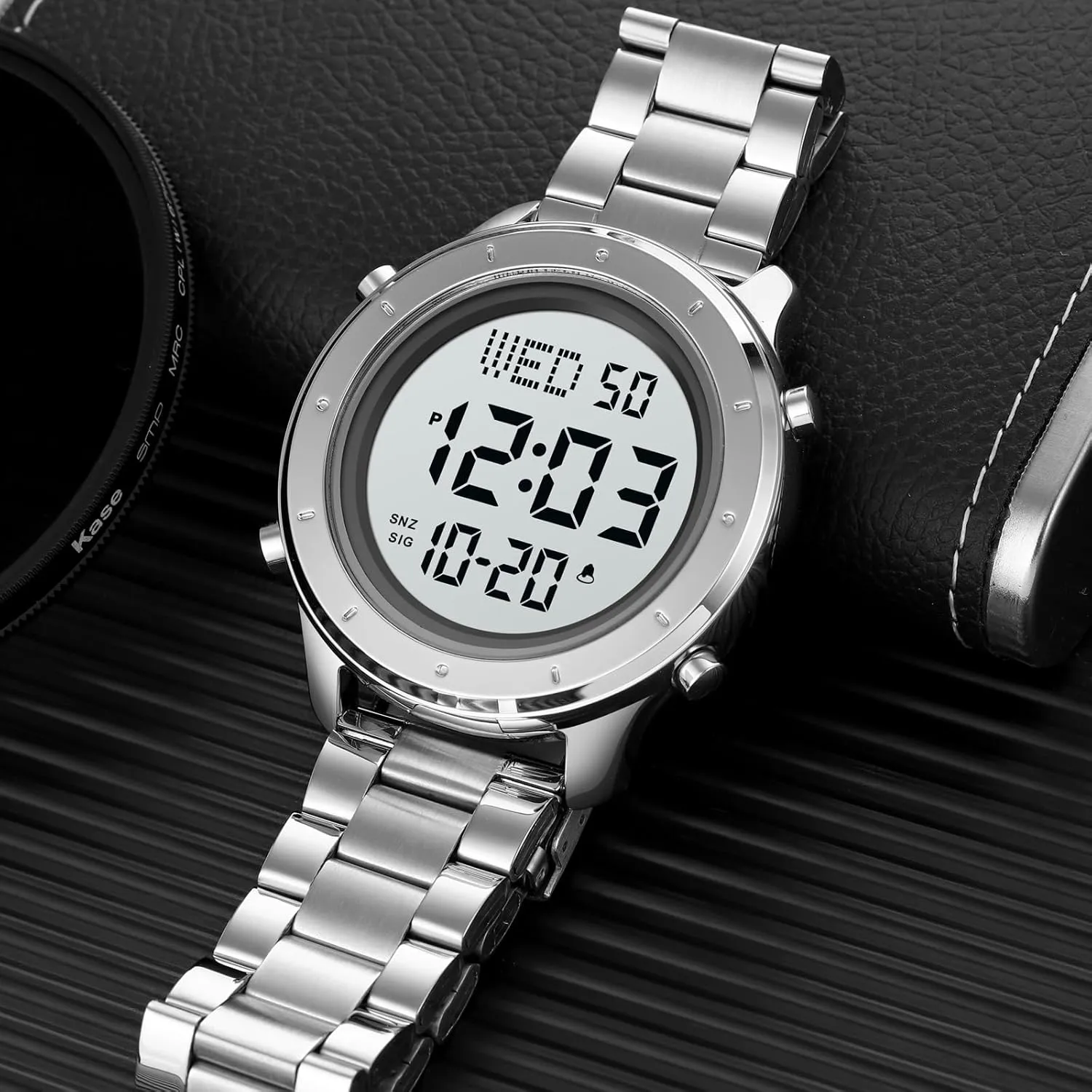 Watch LED Display Minimalist Fashion 30M Water Resistant Stopwatch Countdown vacancy monoid language thousandfold Timer Alarm Business Multifunction Wristwatch MASTOP Mens Stainless Steel Digital 