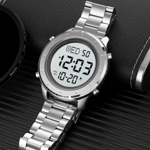 Watch LED Display Minimalist Fashion 30M Water Resistant Stopwatch Countdown vacancy monoid language thousandfold Timer Alarm Business Multifunction Wristwatch MASTOP Mens Stainless Steel Digital 