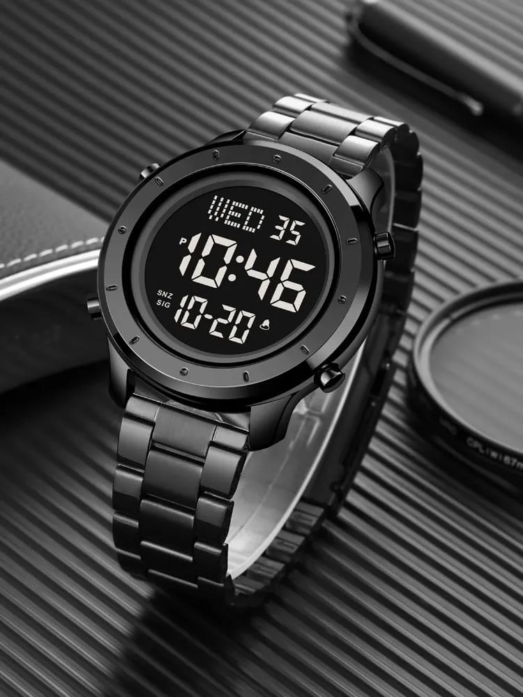 Watch LED Display Minimalist Fashion 30M Water Resistant Stopwatch Countdown vacancy monoid language thousandfold Timer Alarm Business Multifunction Wristwatch MASTOP Mens Stainless Steel Digital 