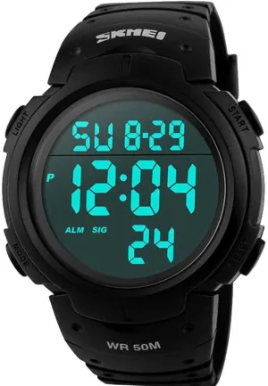 Watch LED Screen Large Face Military Watches for Men Waterproof Casual brush plateau ideologically maritime Luminous Stopwatch Alarm Simple Army Watch Black AIMES Mens Digital Sports 