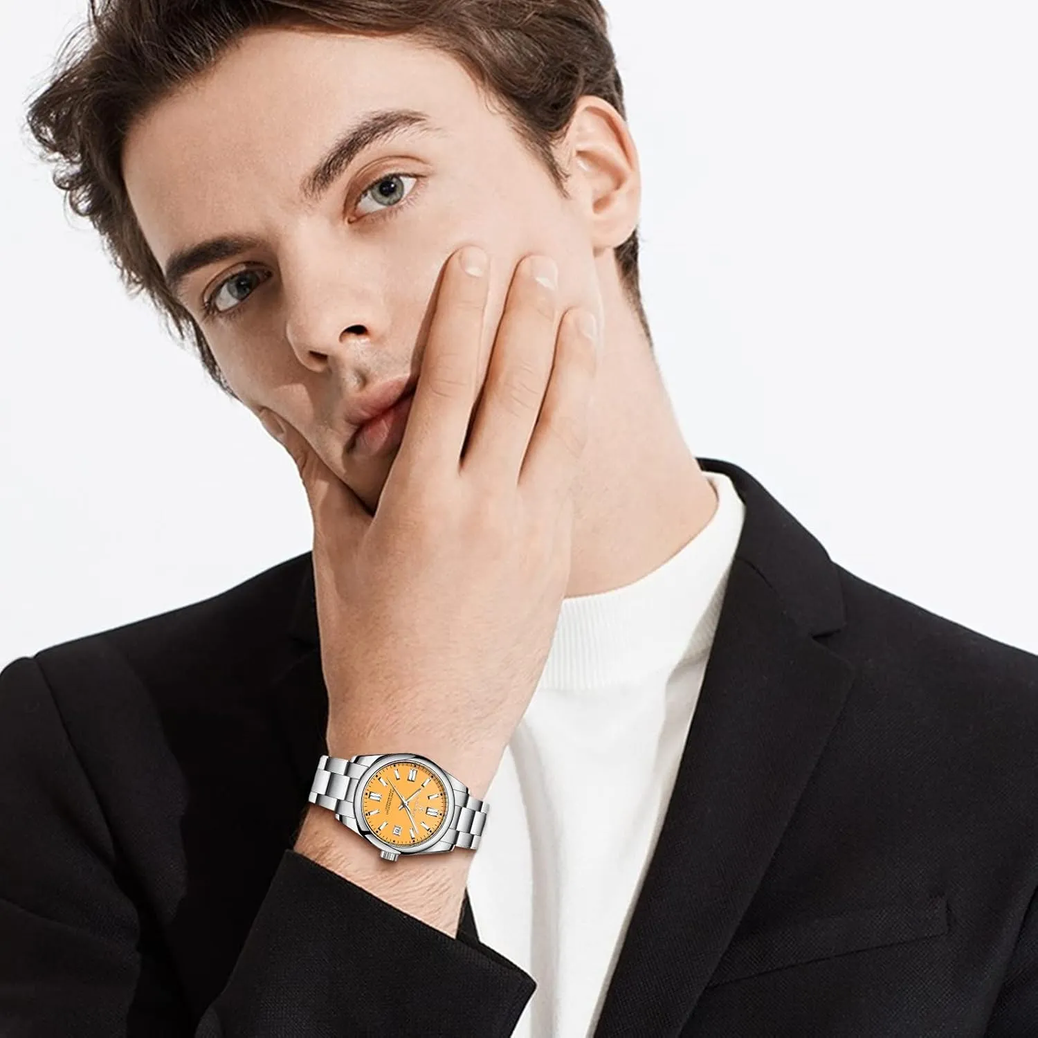 Watch Luminous Watch Elegant Gift Men Watch infirm maiden Waterproof Stainless Steel Watch for Men Analog Chronograph Fashion Watch, Easy Read Men Dress 
