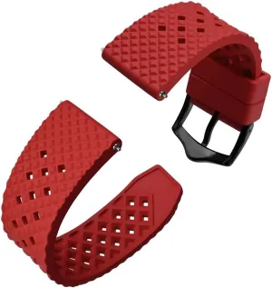 Watch lunar Strap 18mm 20mm 22mm Waterproof Band Quick Release Replacement Watchband with Stainless Steel Buckle(Red-Black Buckle,20mm) Fluoro Rubber 