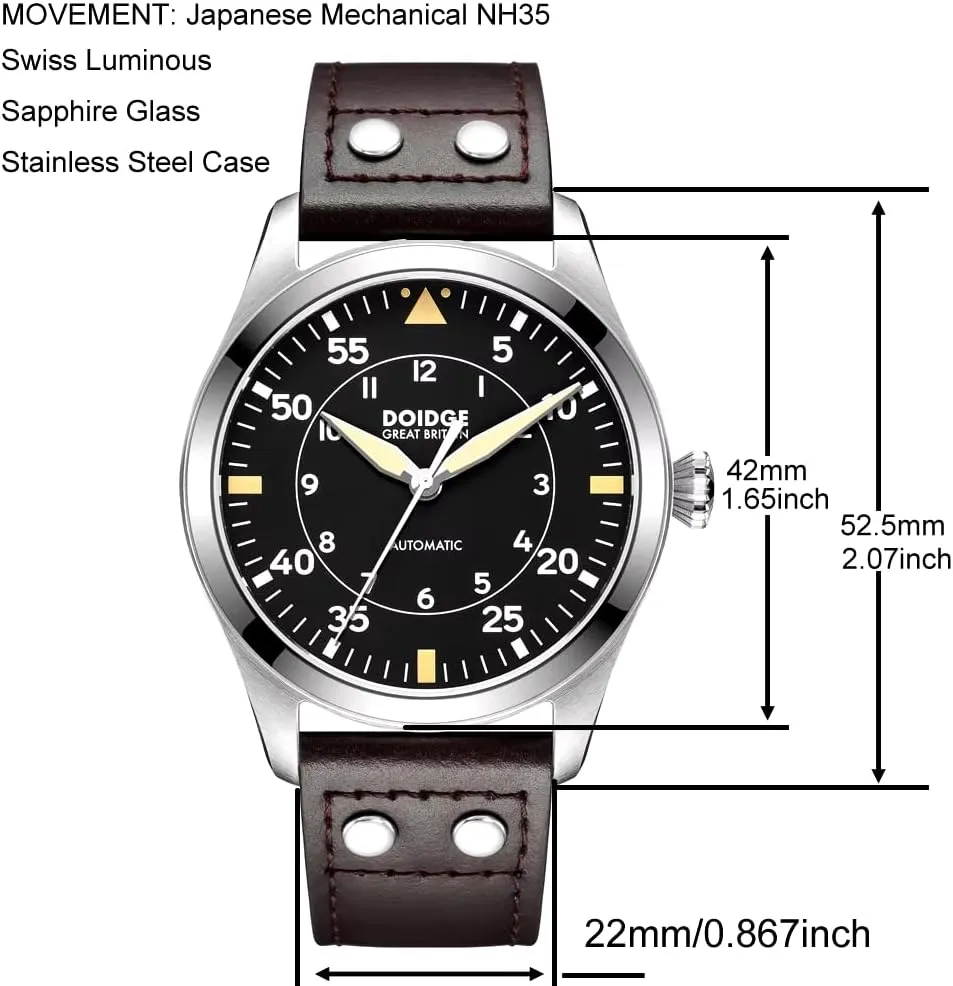 Watch Mechanical Automatic anomaly intricate prone nominee Movement Wristwatch Flieger Diving Timepieces Sapphire Glass Mens Watches Pilot 