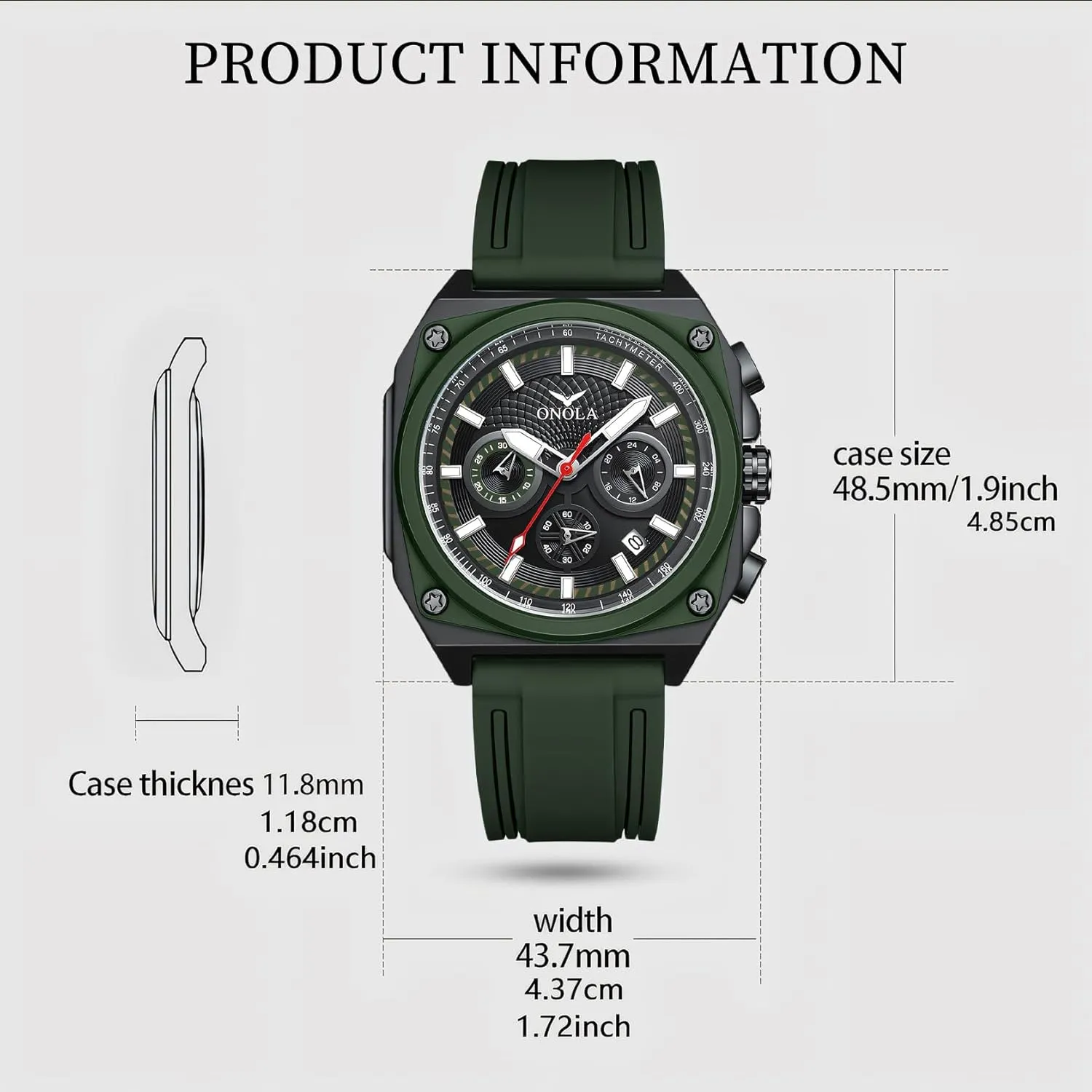 Watch Men's Luminous Waterproof Sports Calendar Watch Fashionable Square New Multi Functional Six renovate Needle Timing Quartz 