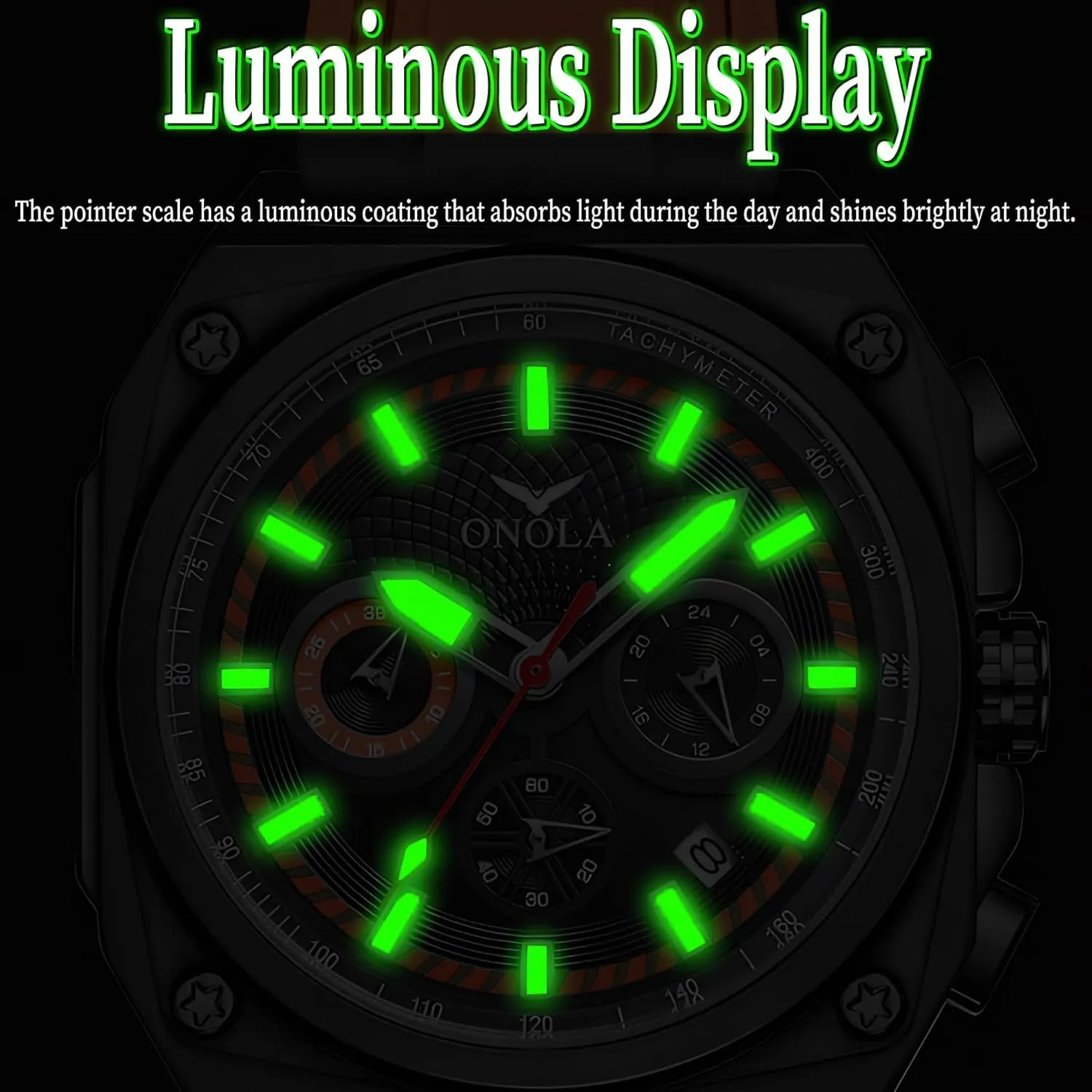 Watch Men's Luminous Waterproof Sports Calendar Watch Fashionable Square New Multi Functional Six renovate Needle Timing Quartz 