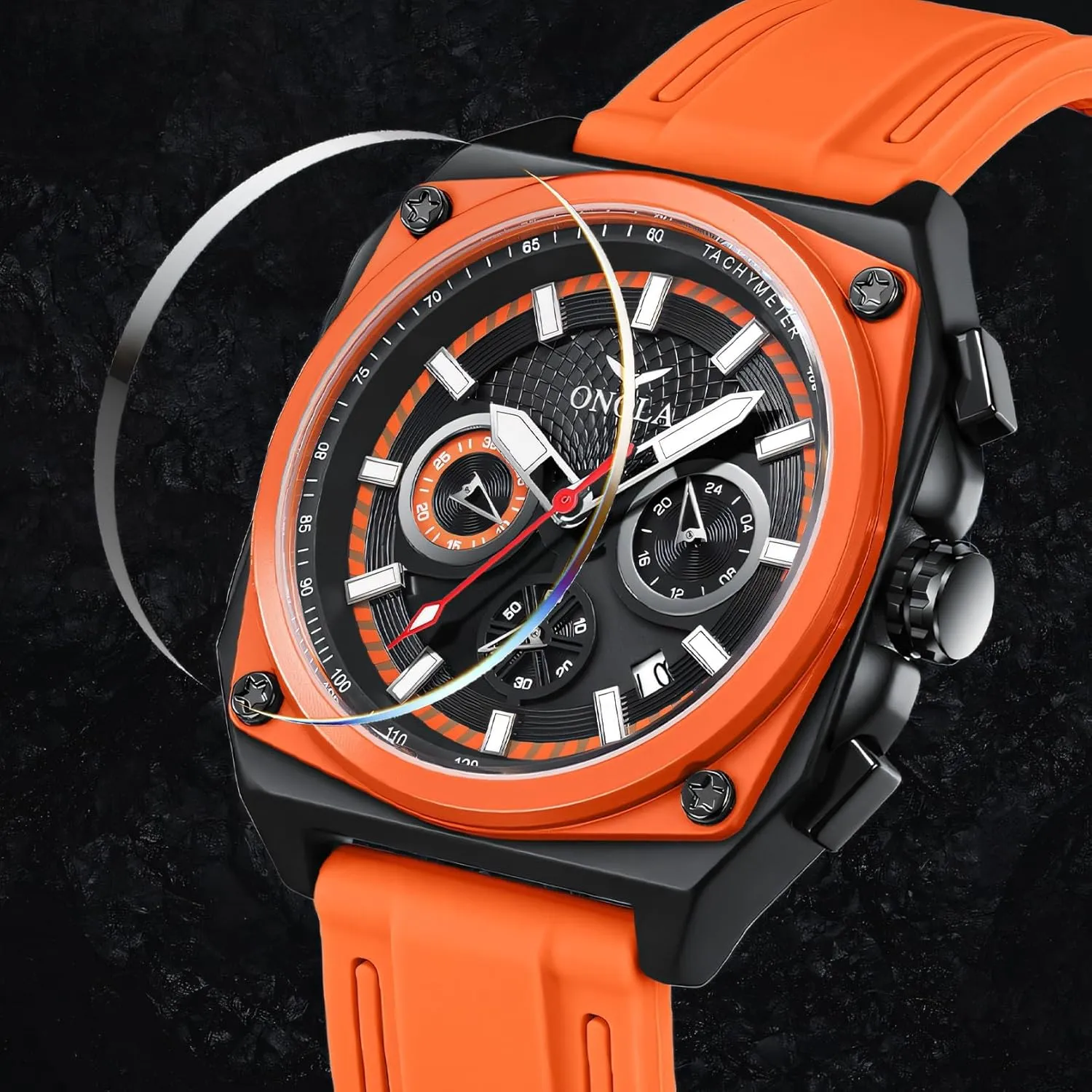 Watch Men's Luminous Waterproof Sports Calendar Watch Fashionable Square New Multi Functional Six renovate Needle Timing Quartz 
