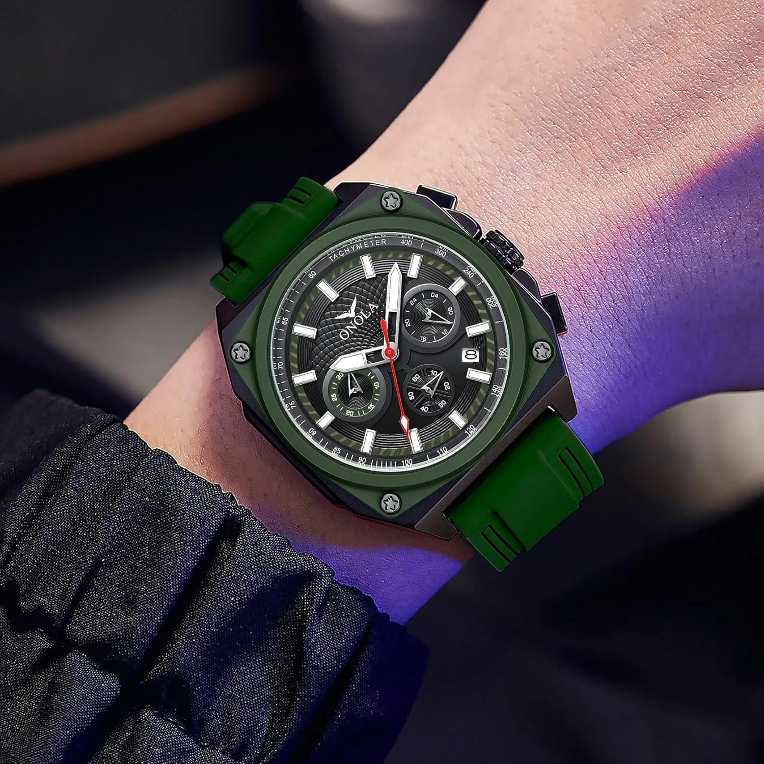 Watch Men's Luminous Waterproof Sports Calendar Watch Fashionable Square New Multi Functional Six renovate Needle Timing Quartz 