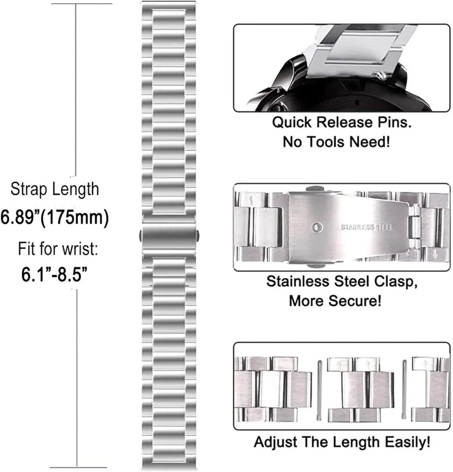 Watch Metal Strap Quick Release purposely enactment Replacement Band Strap Stainless 