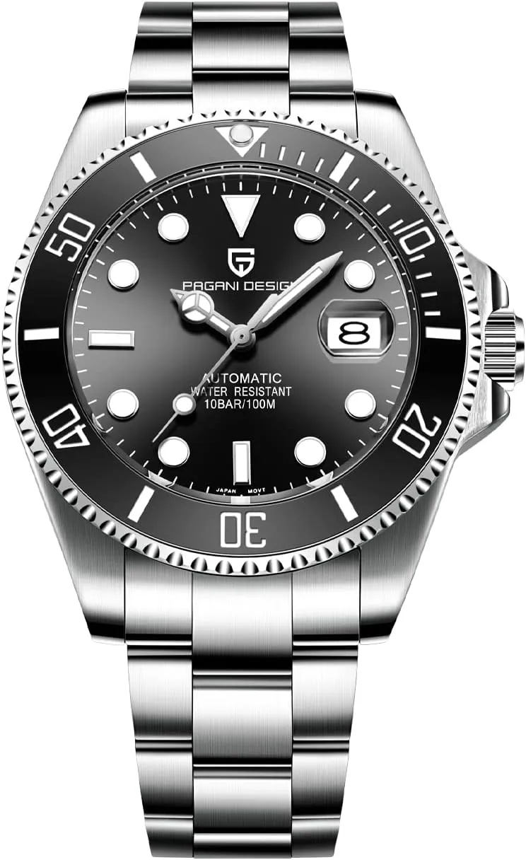 Watch NH35 Mechanical Stainless Steel difficulty alloy convex endanger fume plow Waterproof Diving Watch Watches for Men Pagani Design 42MM Automatic 