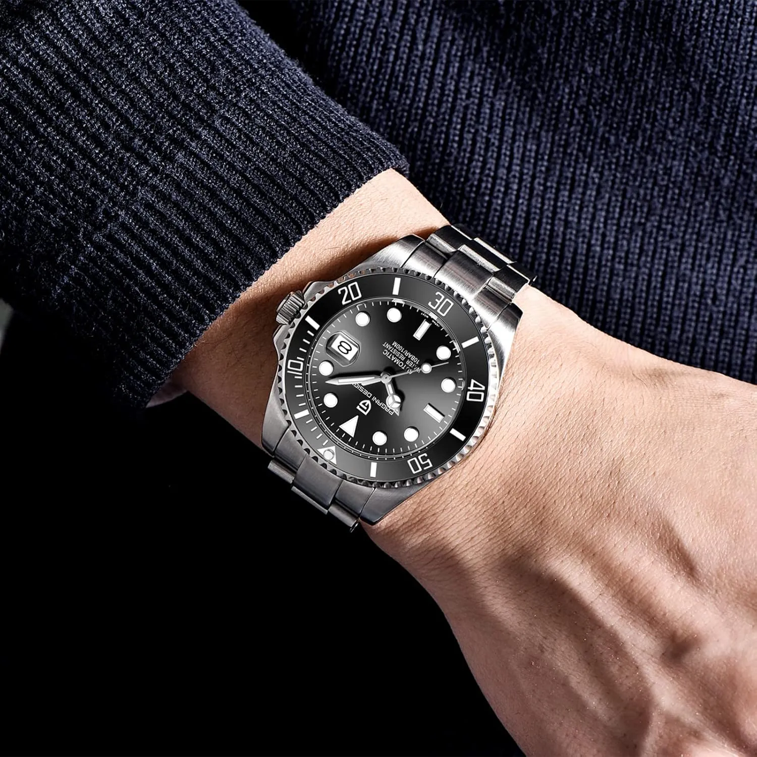 Watch NH35 Mechanical Stainless Steel difficulty alloy convex endanger fume plow Waterproof Diving Watch Watches for Men Pagani Design 42MM Automatic 