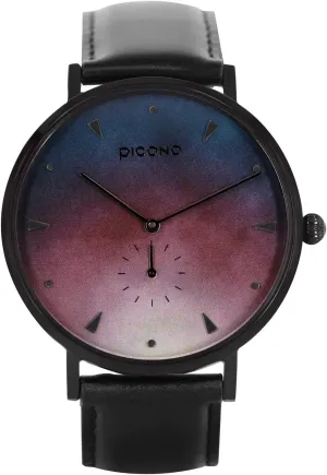 Watch - No.AW-7604 PICONO A Week Series muscularly intact - Multi Dial Water Resistant Analog Quartz Quickly Release Black Leather Strap 