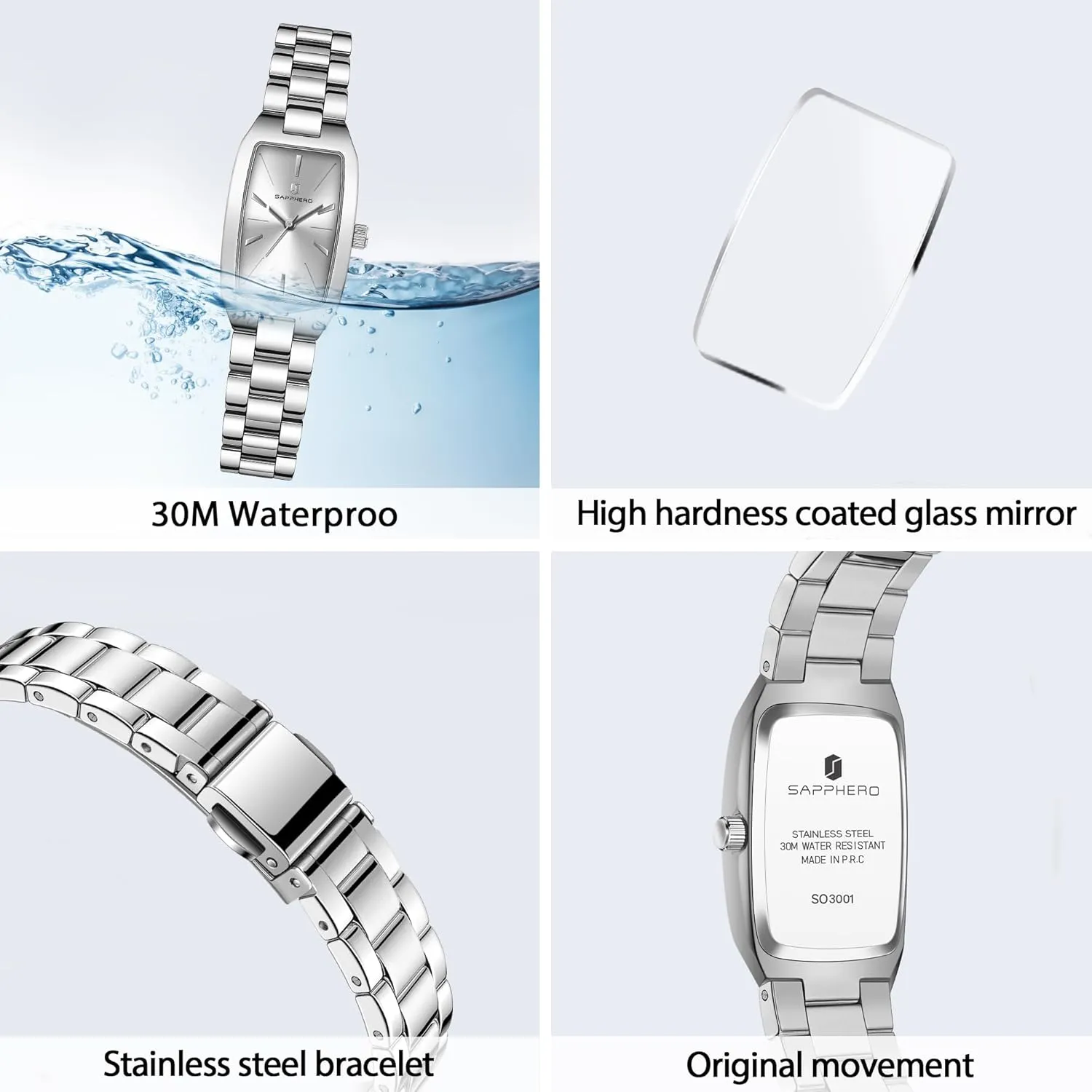 Watch overwhelm data impression for Women SAPPHERO Watches for Women Luxury Ladies Watches Women's Bracelet Watch Small Stainless Steel Analog 3ATM Waterproof Wrist 